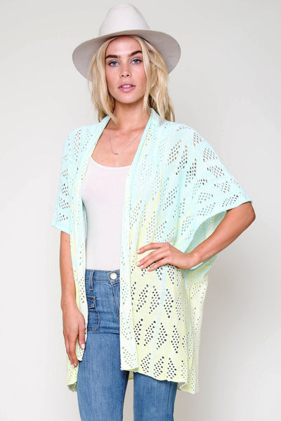 Amelia Knit Kimono in Lemon Drop