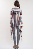 Linsey Hooded Wrap Sweater with Fringe in Paradise Cove