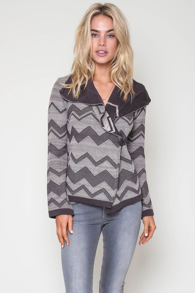 Malik Chevron Knit Jacket in Quarry Rock