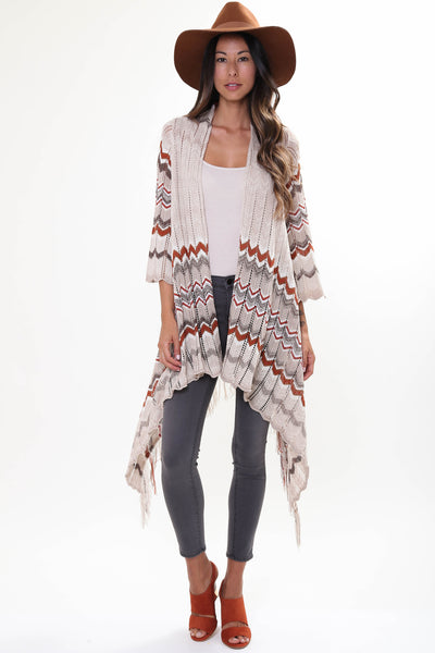 River Fringe Sweater in Satchel