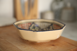 Vintage Tunisian Ceramic Medium Octagon Bowl Navy- Red