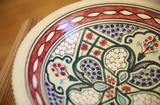 Vintage Tunisian Hanging Large Ceramic Round Bowl Red-Blue