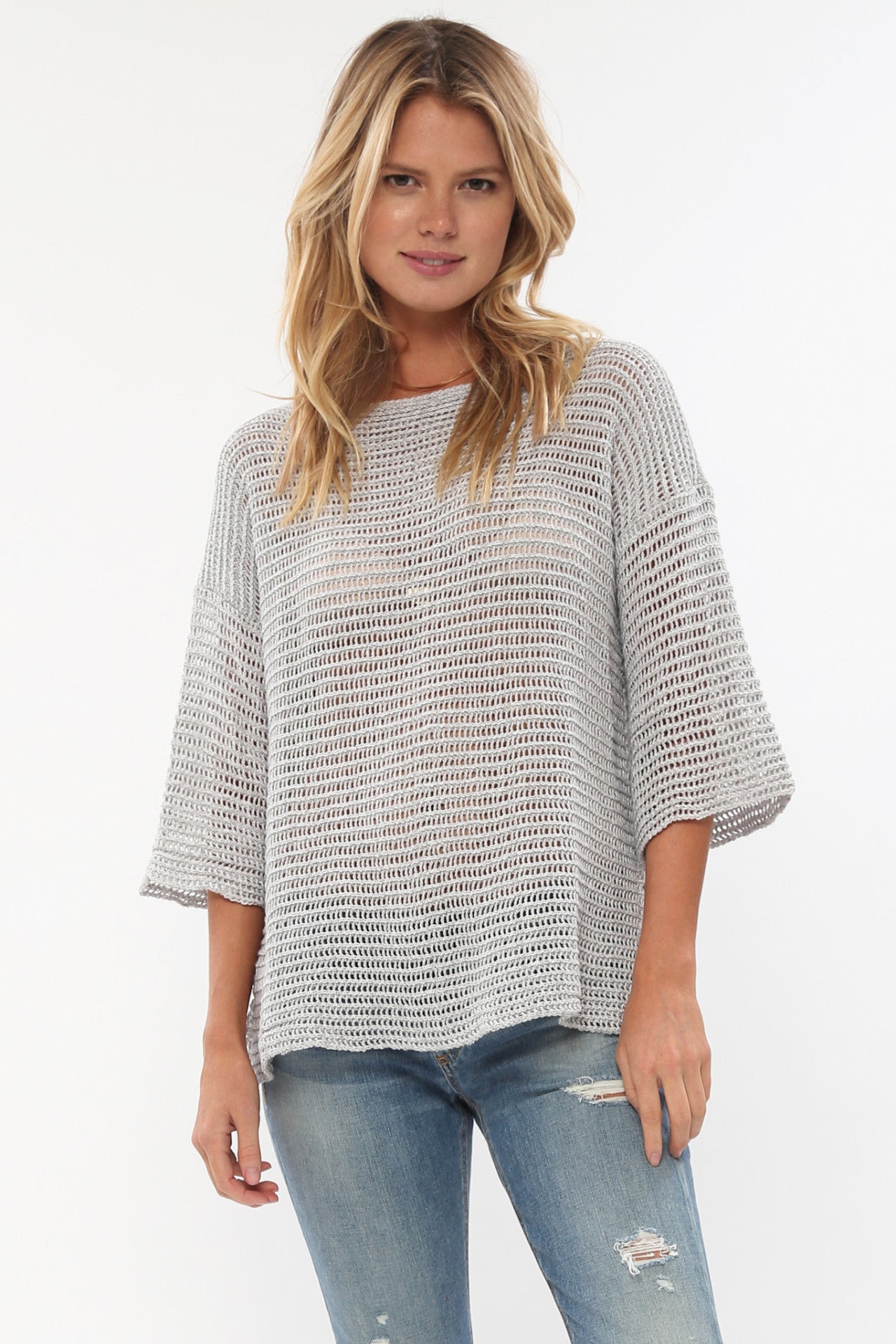 Jagger Semi-Sheer Pullover in Pale Smoke – Goddis Knitwear