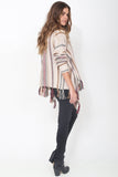 Kaya Handloomed Baby Alpaca Fringe Cardigan in Rosewood