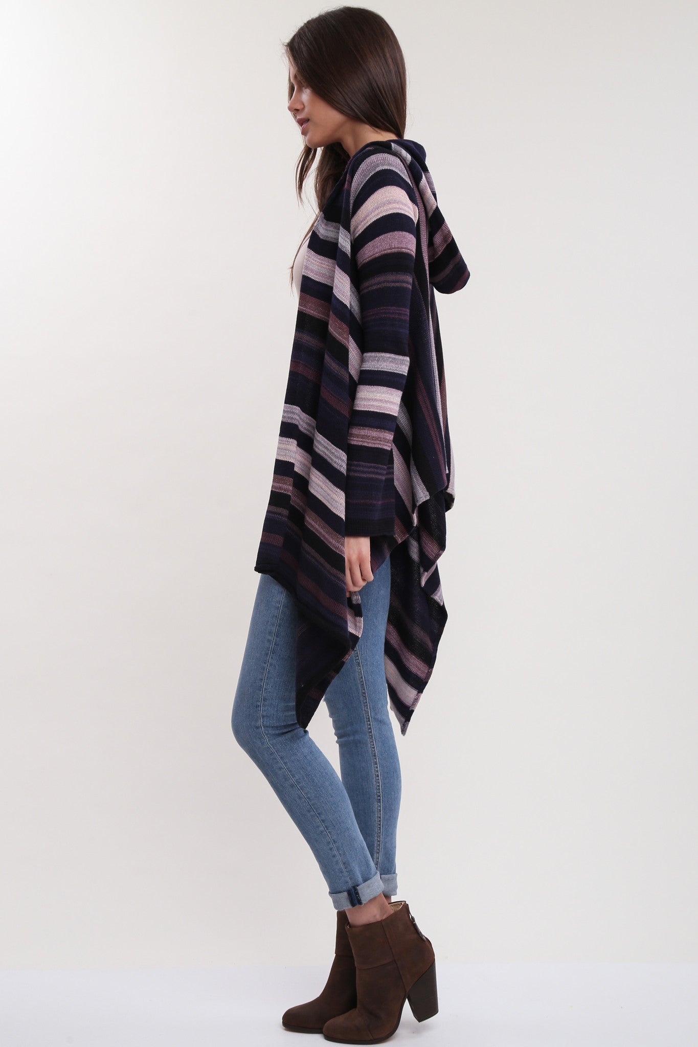 Leona Hooded Wrap Sweater in Urban Mist Goddis Knitwear