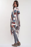 Linsey Hooded Wrap Sweater with Fringe in Paradise Cove