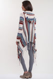 Linsey Hooded Wrap Sweater with Fringe in Paradise Cove