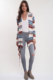 Linsey Hooded Wrap Sweater with Fringe in Paradise Cove