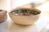 Vintage Tunisian Ceramic Small Round Bowl Teal