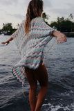 Babetown Sheer Poncho w/ Lace Up Detail in Bungalow