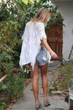 Naila Fringe Poncho Top in Bleached