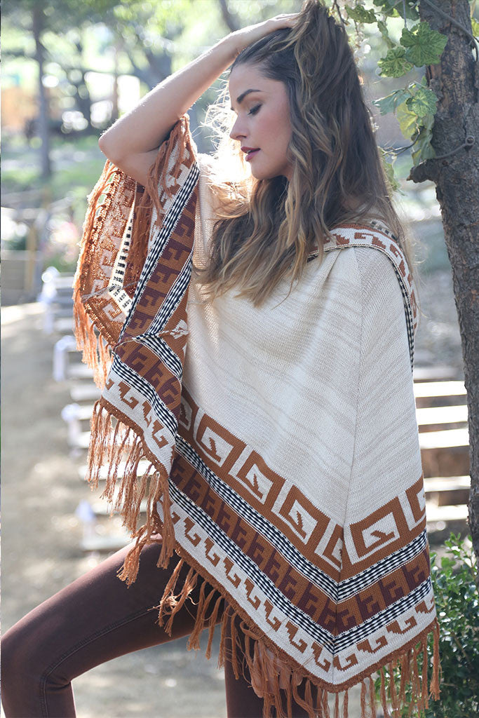 Maddie Hooded Poncho in Coppersmith